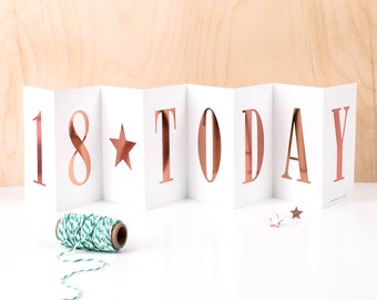 Luxury 18th Birthday Card, 18 Today Fold Out Keepsake Banner CC077