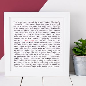 Wedding Gift, Marriage Quotes Print AP044