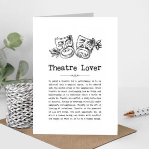 Biglietto di auguri per amanti del teatro, biglietto di compleanno per attori, citazioni ispiratrici GC030-1