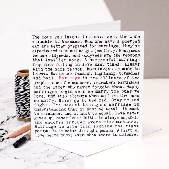 Wedding Card Quotes About Marriage Gc001 Etsy
