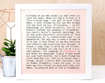Friendship Gift, Friendship Quotes Print AP042-PINK