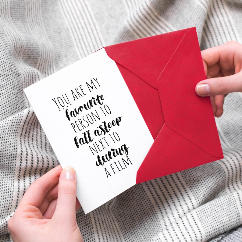 Favourite Person To Fall Asleep Next To Card, Film Movie Night, Funny Valentine's Day Cards for Couples GC510-L image 1