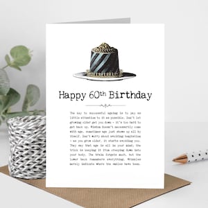 60th Birthday Card Cake Illustration GC1903