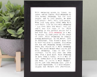 Wild Swimming Quotes Gift Print AP712