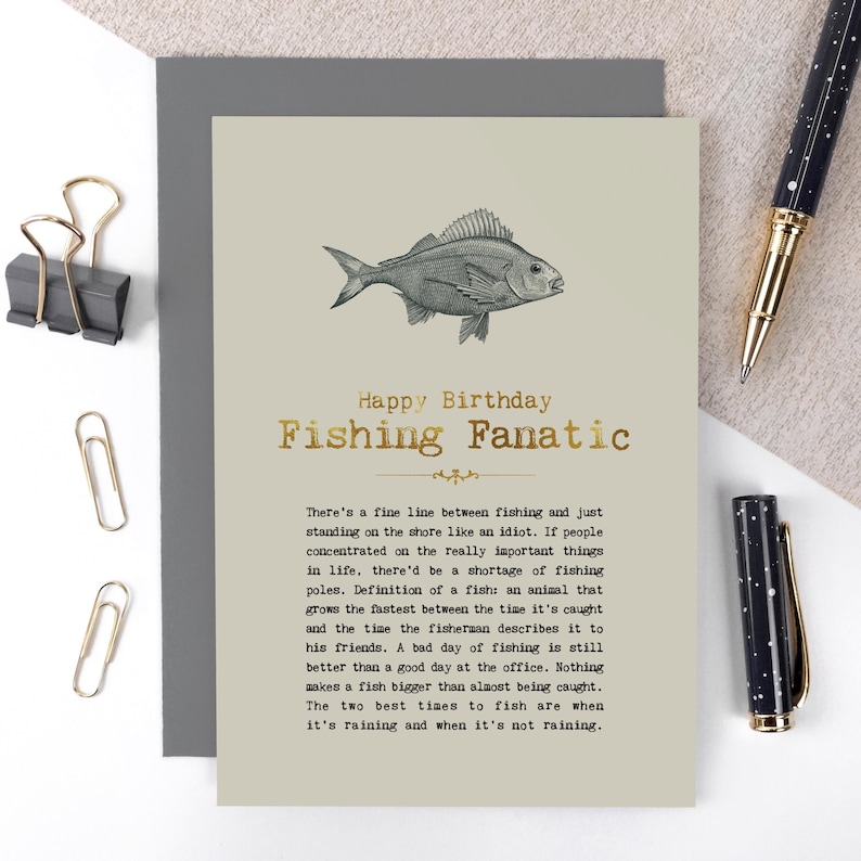 Fishing Fanatic Birthday Card With Funny Quotes for Fisherman GC1436 - Etsy