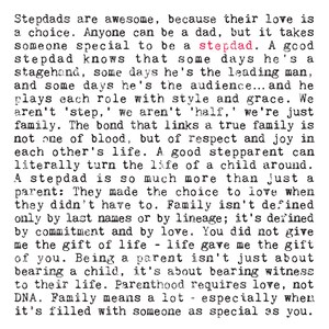 May include: A vintage-style print with black text on an off-white background. The text reads, "Stepdads are awesome..." and continues with a heartfelt message about stepfathers and family.