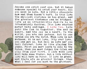 I Love You Romantic Quotes Card, Valentine's Day GC257