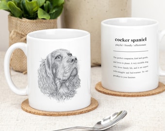 Cocker Spaniel Mug, Funny Dog Breed Description and Illustration MUG