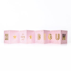 Biglietto di auguri per il 21° compleanno per lei, mini biglietto pieghevole scintillante CC817