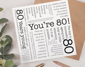 "Geburtstagskarte ""80"" mit Zitaten über das Älterwerden GC571."