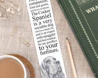 Cocker Spaniel Dog Bookmark, Bookworm Gift for Pet Owner BM003