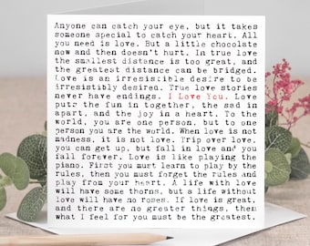 I Love You Romantic Quotes Card, Thoughtful and Meaningful GC257