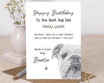 Personalised English Bulldog Dad Birthday Card GC331-1