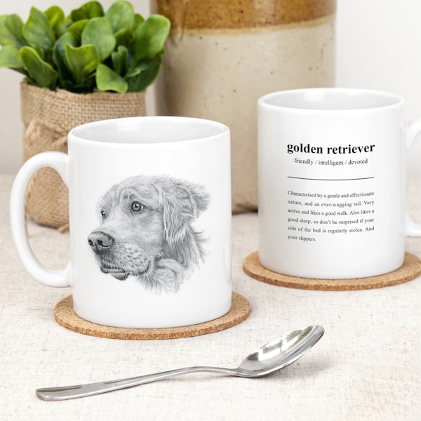 Golden Retriever Mug, Dog Illustration Gift