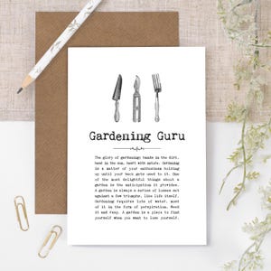 Biglietto con citazioni del guru del giardinaggio, biglietto di compleanno del giardiniere, per studenti di orticoltura GC058-1