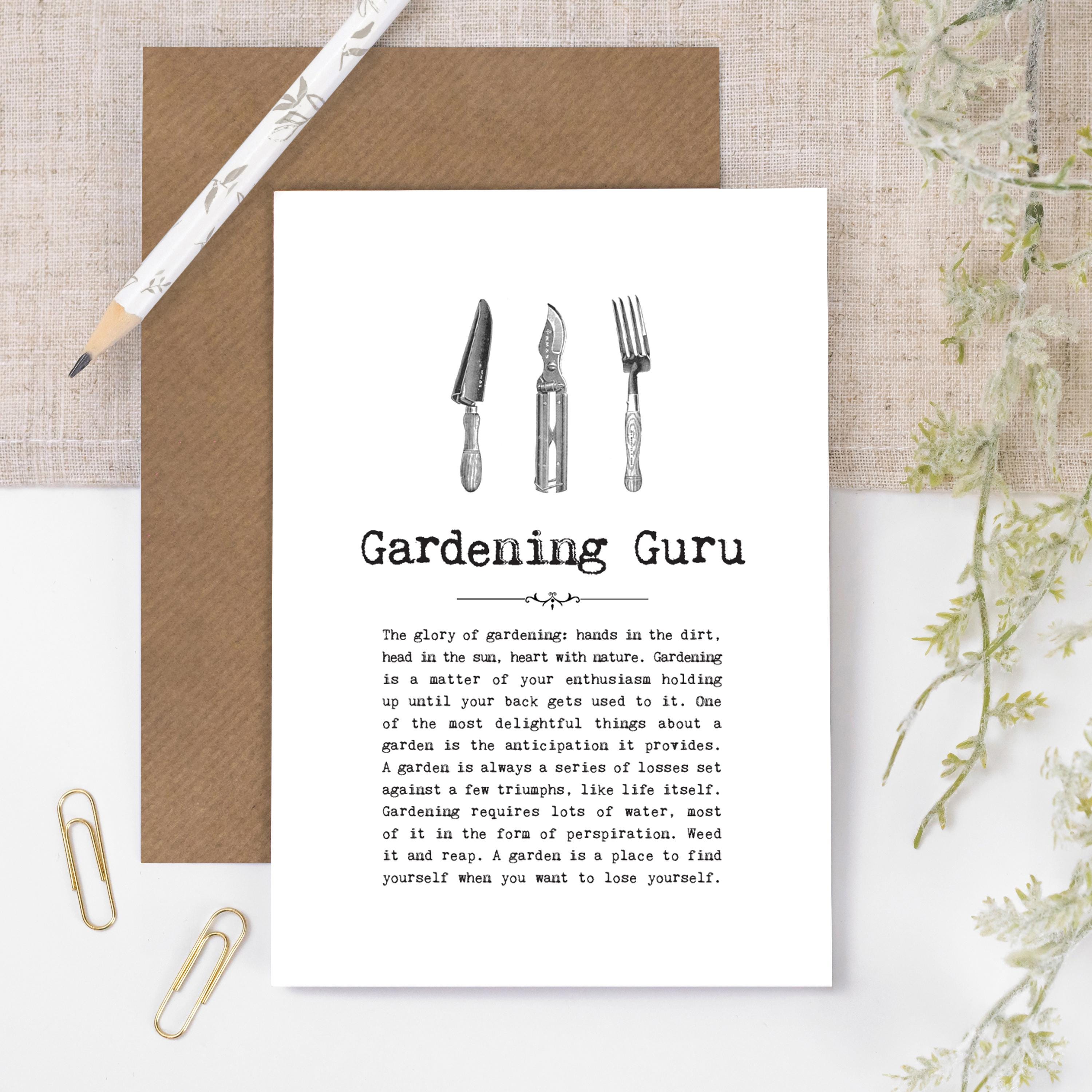 Gardening Guru Quotes Card, Gardener's Birthday Card, For Horticulture Students GC058-1
