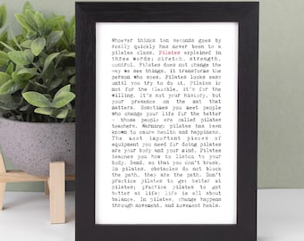 Pilates Inspiring Quotes Print: Gift for Pilates Lovers AP568