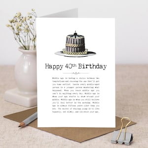 40th Birthday Card Cake Illustration GC1901