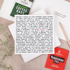 Biglietto di auguri "Abbraccio della sorella in una tazza", regalo per tè o caffè GC565TC