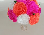 Centerpieces Table Pink Orange white Fiesta Paper Flawers Party Marigold Hindu Henna Mehndi Wedding Indian Decor Mexican bridal baby shower