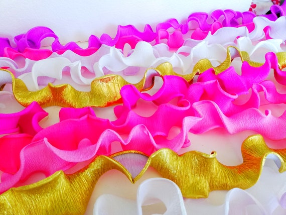 12 large Paper backdrop strands Gold Pink Lavender streamers backdrop Party Wall Decor Girls Baby Birthday bridal shower wedding sweet 16 Il_570xn