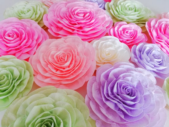 large Crepe Paper flowers wall decor any colors Crepe Paper decor large paper flowers wall decor Weddings Party Home Decor DIY Projectsany Il_570xn