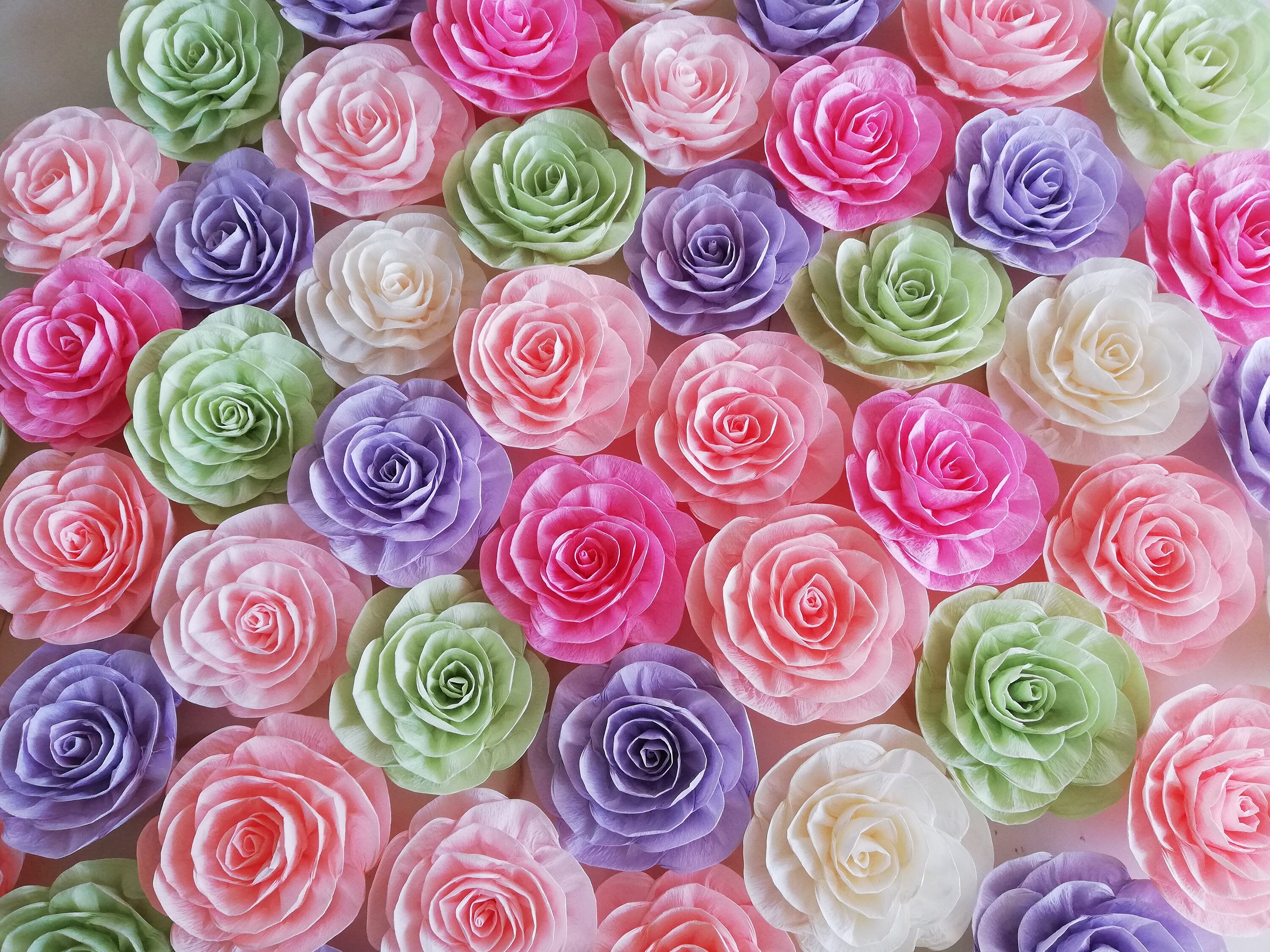 12 Large Paper Flowers Wall decor crepe any colors Wedding Photo backdrop communion baptism bridal baby shower flowers birthday party decor