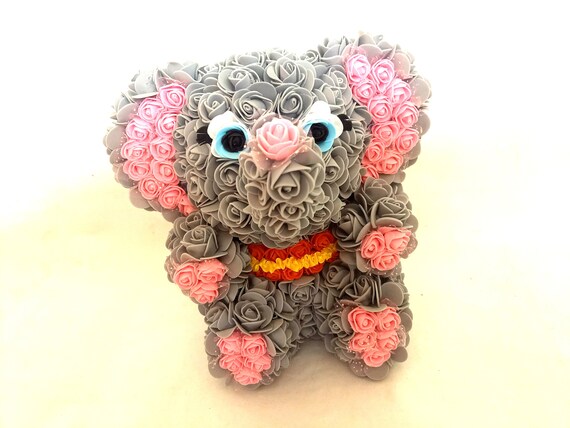 Rose Bear elephant Flower, elephant boy Baby shower Girl gift for Mum, Gift for girlfriend, Gift for Teen Girl Birthday quinceanera elephant Il_570xn