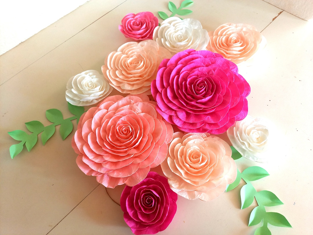 Any Colors Large Crepe Paper Flower Wall Decor Wedding Photo Etsy