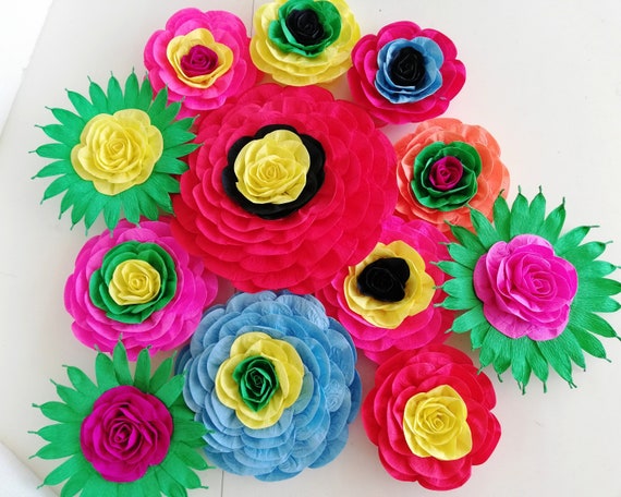 Mexico flower Fiesta large Paper Flowers Wall decor Frida Kahlo bridal shower Backdrop Wedding baby moana party Luau Nursery Cinco de Mayo Il_570xn