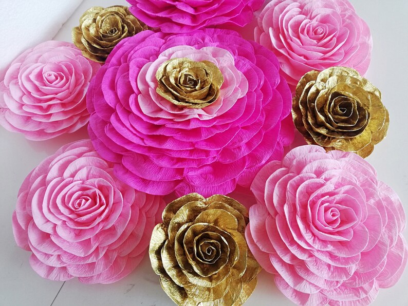 12 large crepe paper flowers Wall decor decorations woman Etsy