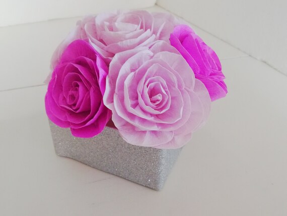Encanto Centerpiece, Paper Flowers roses, Lavender Pink White, Girl Baby Shower, Table Wedding Decor, Bridal Shower, Baptism Birthday Party Il_570xn