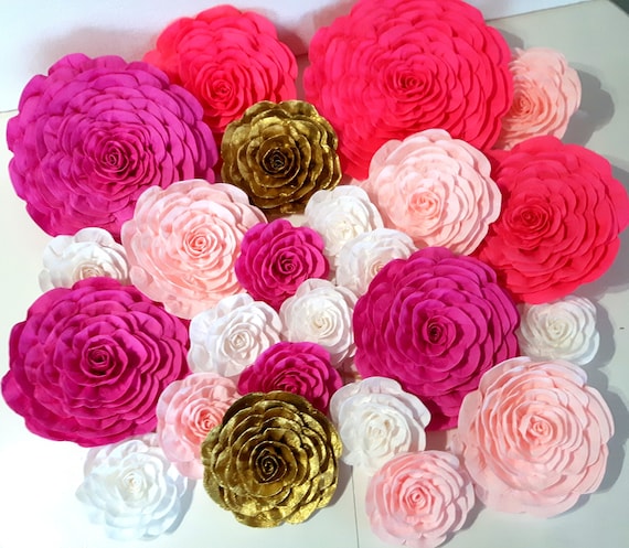 12 Large Paper Flowers Wall decor crepe any colors Wedding Photo backdrop communion baptism bridal baby shower flowers birthday party decor
