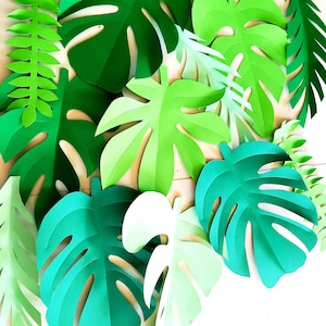 tropicale Foglie di carta, foglie verdi, grandi foglie fiori di carta Decorazione da parete Sfondo compleanno safari giungla Luau moana matrimonio Messico Festa