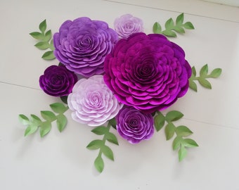 purple lavender gold, large paper flowers Wall decor, encanto isabella, arabia night party decoration, backdrop bridal Baby Shower dholki