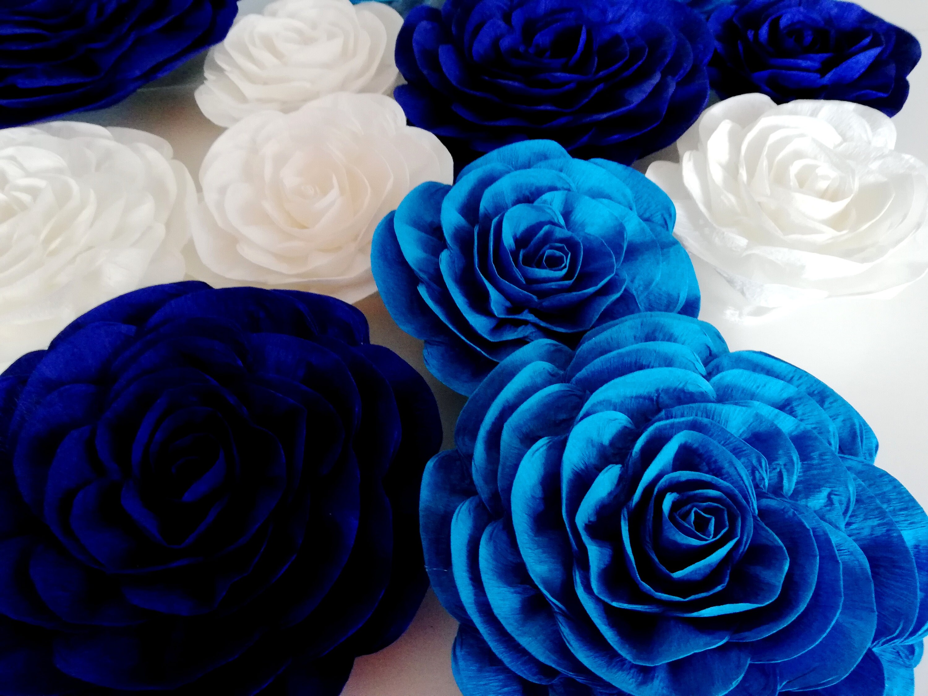 Royal Blue 12 Large Paper Flowers Wall Decor Bridal Boy Baby Etsy