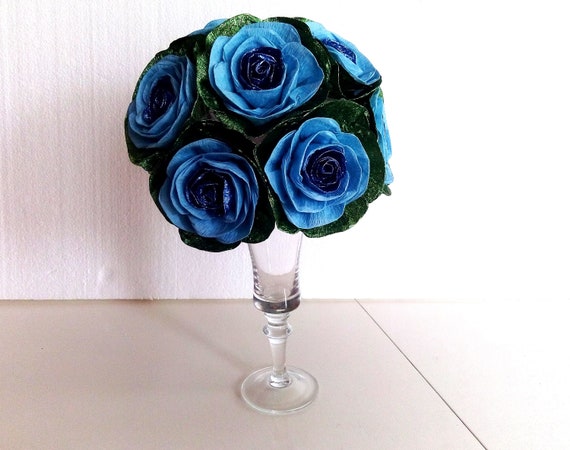 Centerpieces Peacock Indian Wedding Teal Royal Blue Paper Etsy