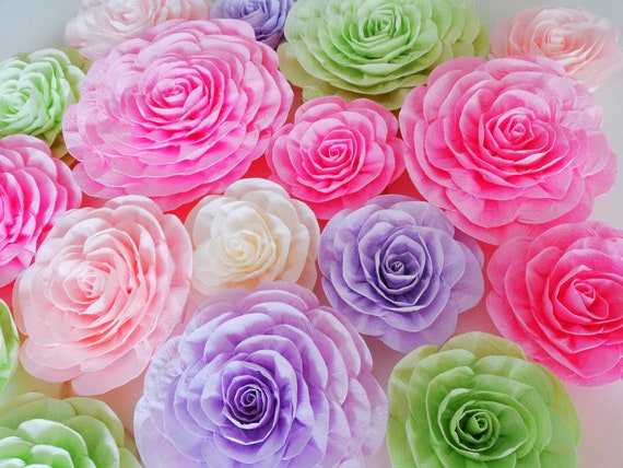 encanto birthday, 10 large Paper flowers Wall decor, Pale Pink Coral Peach, Baby shower decoration, Bridal shower backdrop, girl baby shower Il_570xn