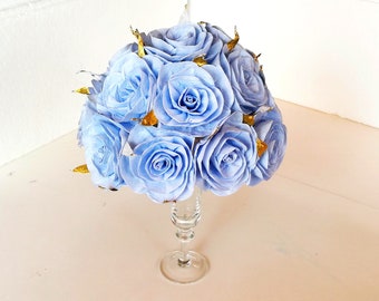 Boy baby Blue Silver Paper Flowers CENTERPIECE gold Royal Princе Party wedding table bouquet engagement bridal shower decor baptism birthday