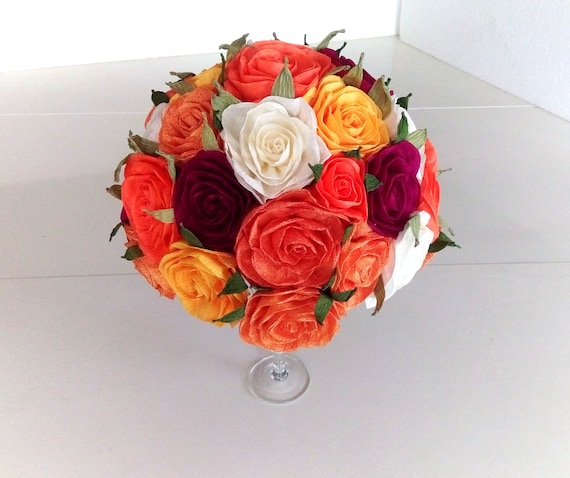Centerpieces Burnt Orange Marigold Paper Flowers Diwali Fiesta Etsy