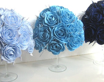 Centerpieces, Paper Flowers Royal Blue, Prince Boy Baby Shower, Navy Table decor bouquet Turquoise wedding beach Party bridal baptism little