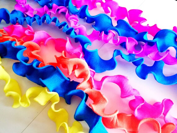 12 Paper strands streamers Mexican fiesta Colorful Rainbow Neon backdrop Wall Decor coco moana tropical Aloha Luau party bridal Baby Shower Il_570xn