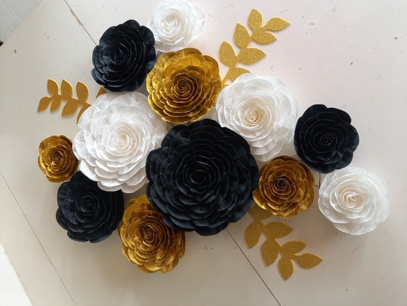 Black Gold White, Birthday Party Decoration Paris Gatsby, Large Paper  Flowers Wall, Graduation, Anniversary, Engagement,bridal Shower Baby 