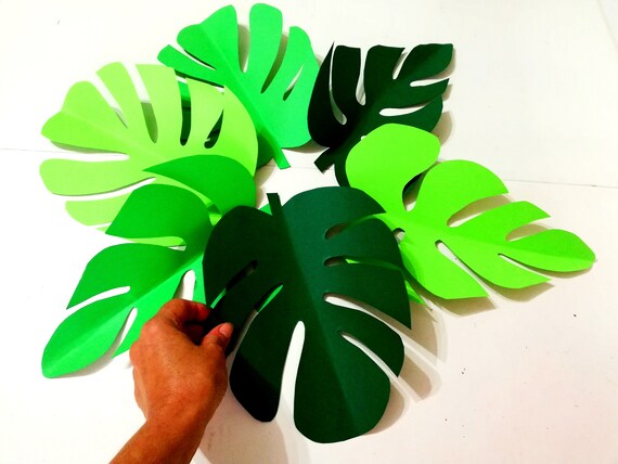 tropical Paper leaves, green leaves, large leaves paper flowers Wall decor Backdrop birthday safari jungle Luau moana wedding mexico Party Il_570xn