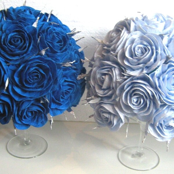 Centres de table royal Bleu Marine Turquoise Papier Fleurs Table décor anniversaire mariage plage Fête nuptiale Baby Shower Baptême garçon baptême