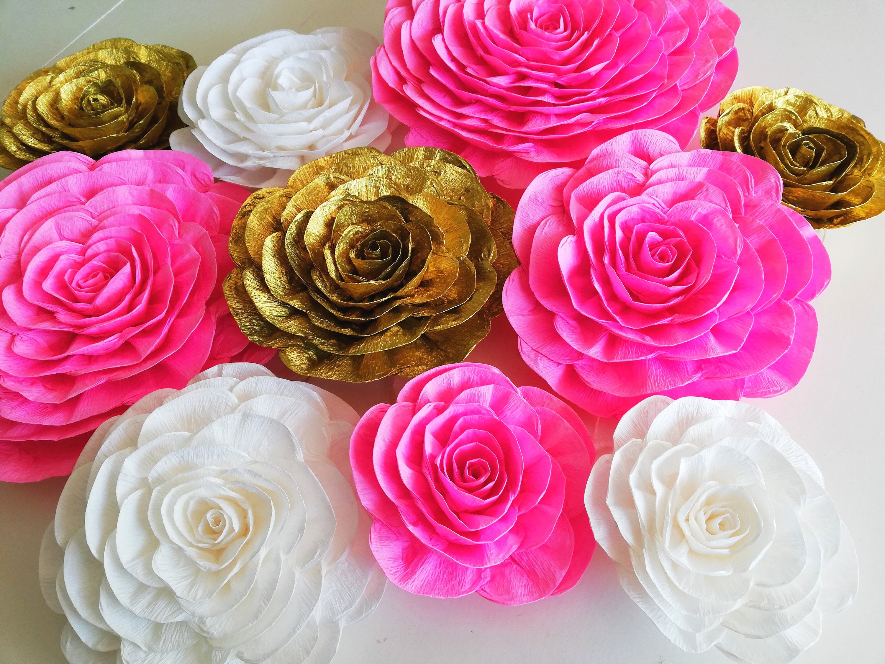 10 Large crepe Paper Flowers Nursery Wall Decor victoria pink Etsy