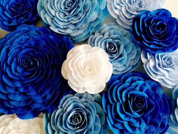 large paper flowers Wall decor Royal Prince Navy Blue cobalt Backdrop table boy baptism nautical beach wedding bridal baby shower aqiqah Il_570xn