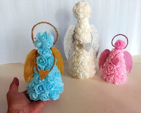 Rose Bear Flower Angel Wings, angel, ornament, christmas, Mother’s Day gift for Mom, Gift girlfriend, Gift for Teen Girl Birthday Communion Il_570xn