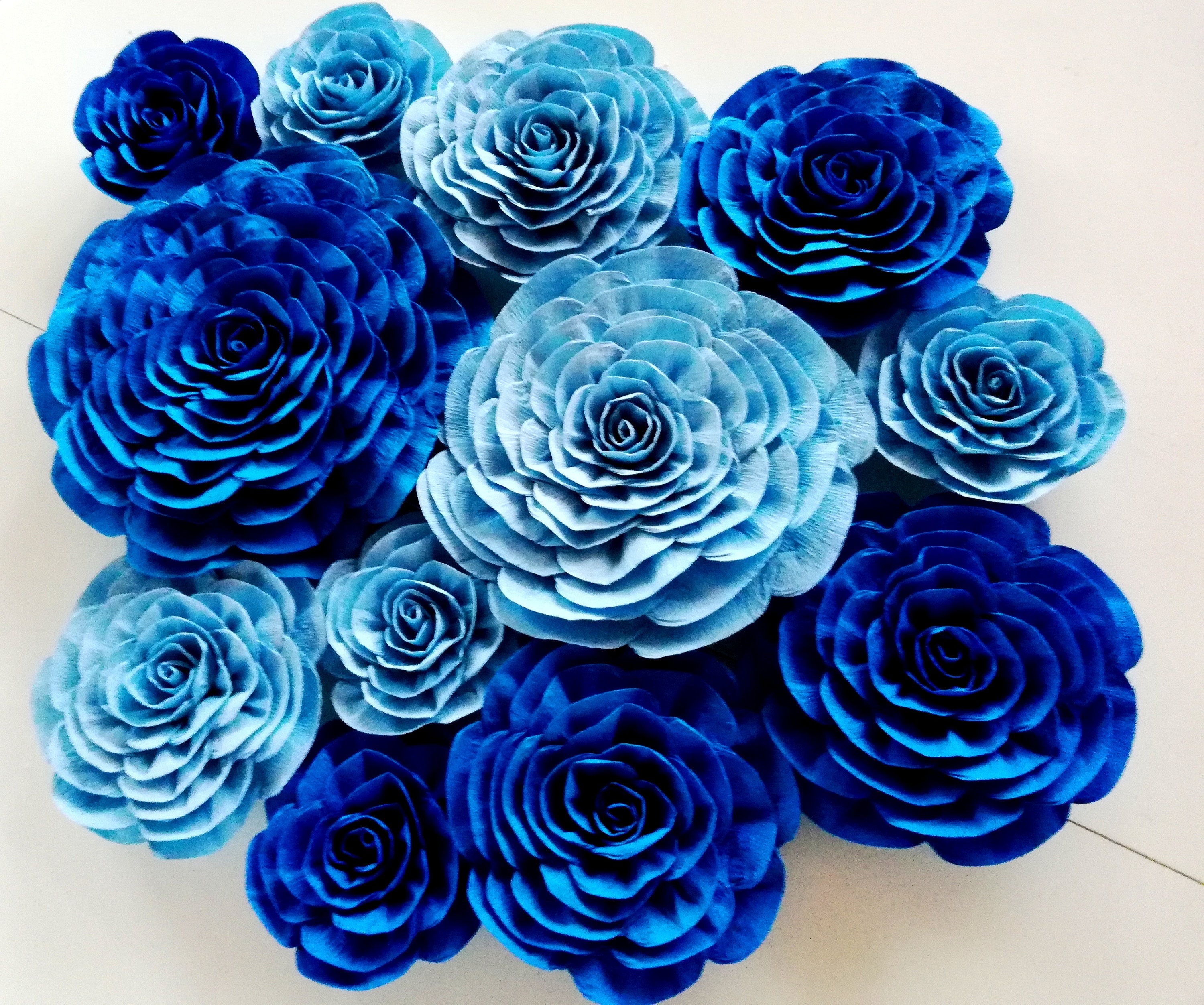 Large paper flowers Wall decor Royal Prince Navy Blue cobalt Etsy