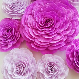 10 Purple Plum Lavender, Еncanto birthday, large Paper Flowers, Wall decor, girls room, Backdrop bridal shower baby, Wedding, Princess Party image 5
